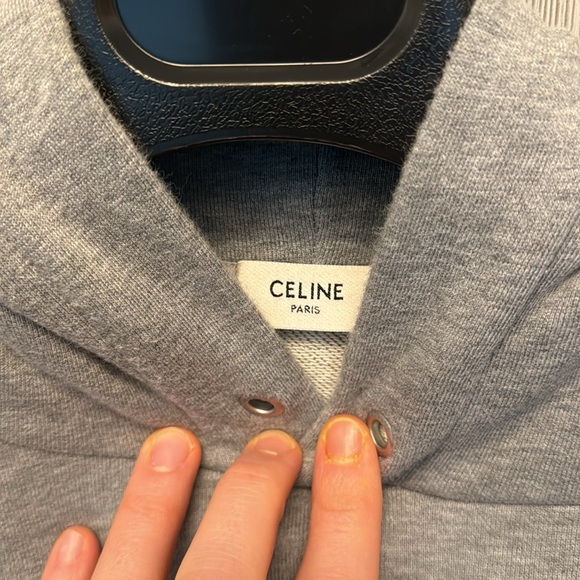 CELINE LOOSE HOODIE IN COTTON FLEECE Light Grey - Size S - Picture 3 of 6